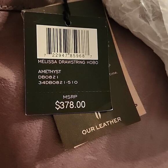 FRYE MELISSA LEATHER DRAWSTRING HOBO BAG PURSE NEW AMETHYST - Picture 13 of 13